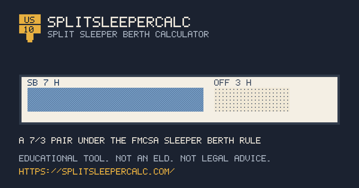 Split Sleeper Berth Calculator | FMCSA 7/3 & 8/2 Check